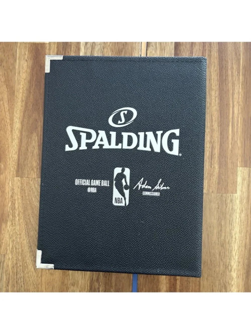 Spalding Official JR NBA Portfolio Notepad Adam Silver‎ Black Basketball Texture